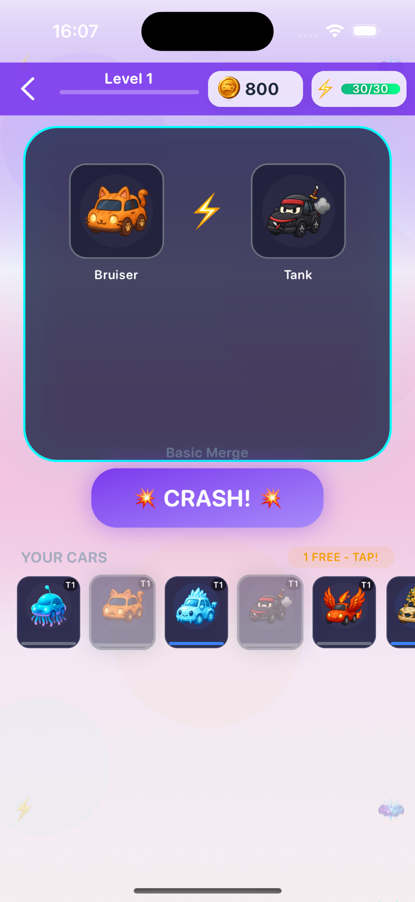 Merge Car Master in-game screenshot: main gameplay and merge flow